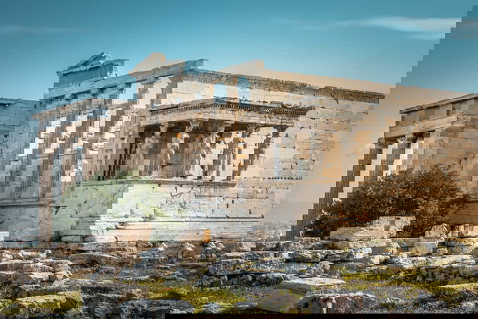 Erechtheion temple, on the north side of the Acropolis of Athens, built c. 421-406 BCE. Source: Maidan Project