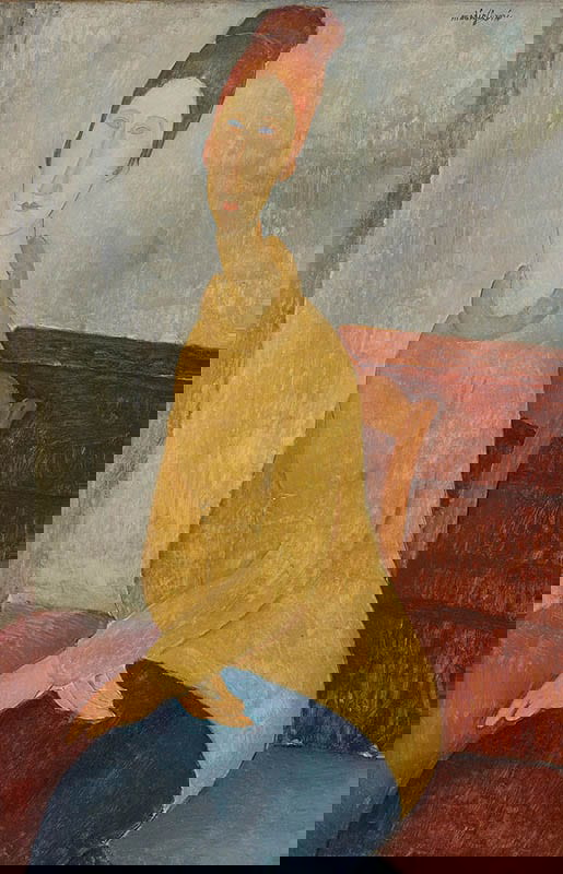 Jeanne Hébuterne with Yellow Sweater by Amedeo Modigliani, 1918-19, oil on canvas, The Guggenheim