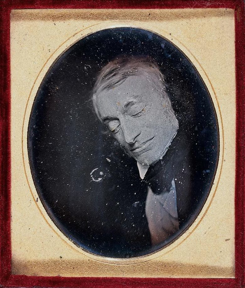 Daguerreotype of an elderly man after his death. 