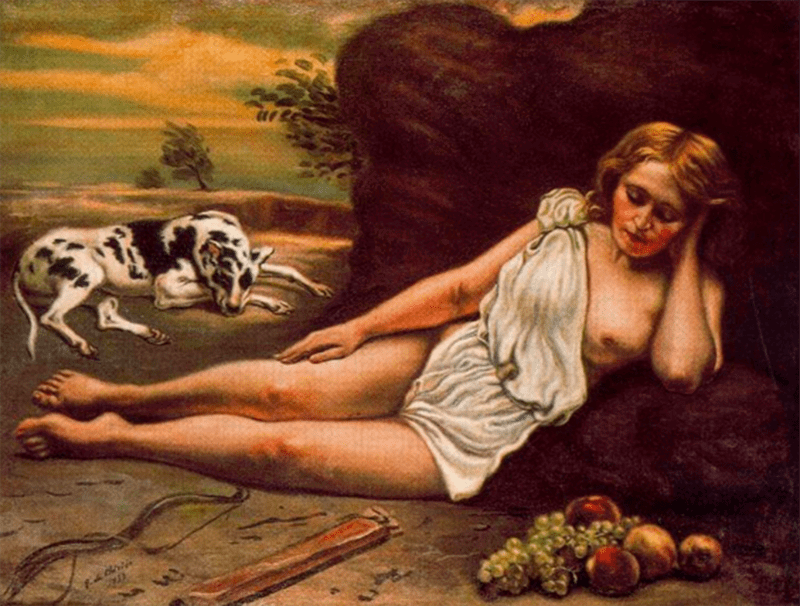 Diana Sleep in the Woods, Giorgio de Chirico, 1933, WikiArt
