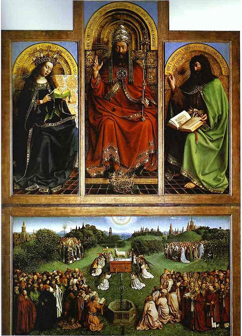 God the Father from the Ghent altarpiece, van Eyck, 1432, via Wikiart