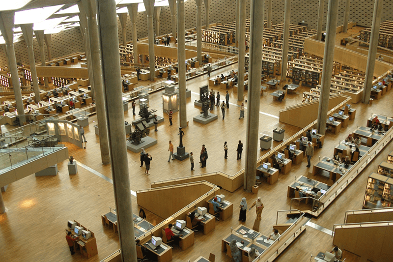 Reading room of the Bibliotheca Alexandrina, via Flickr