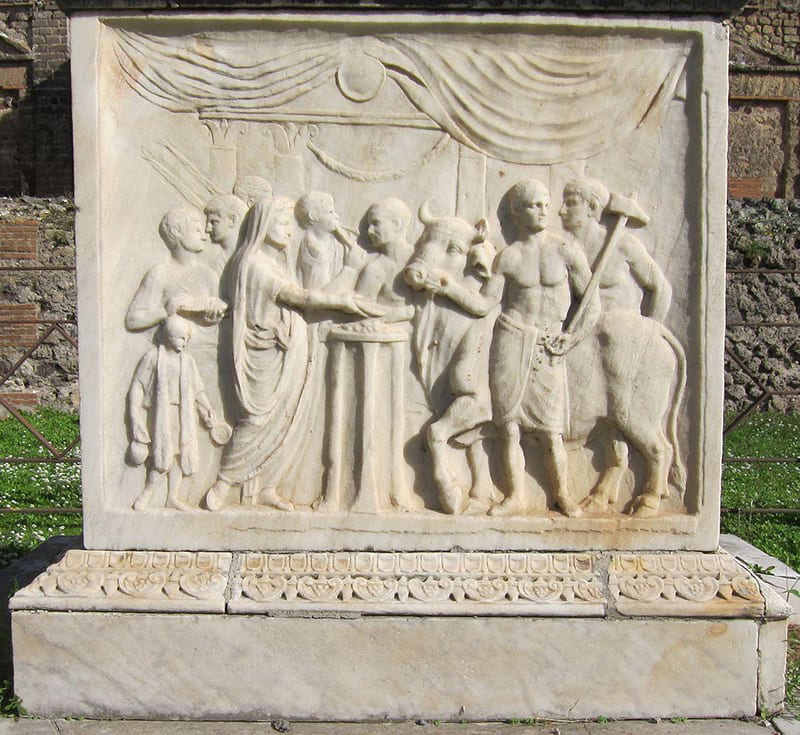 Altar of the Temple of Vespasian in Pompeii, Italy