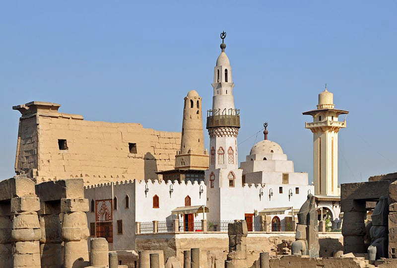 Mosque of Abu al-Hajjaj inside Luxor Temple, via Blue Heaven