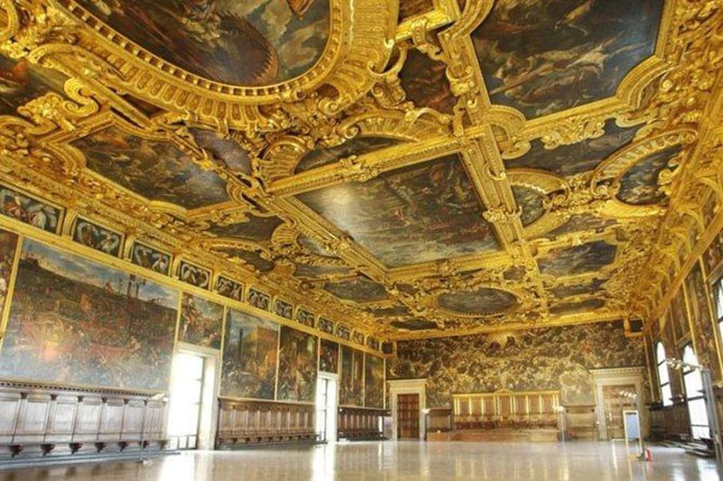 The magnificent interior of the Doge’s palace at the heart of Venice