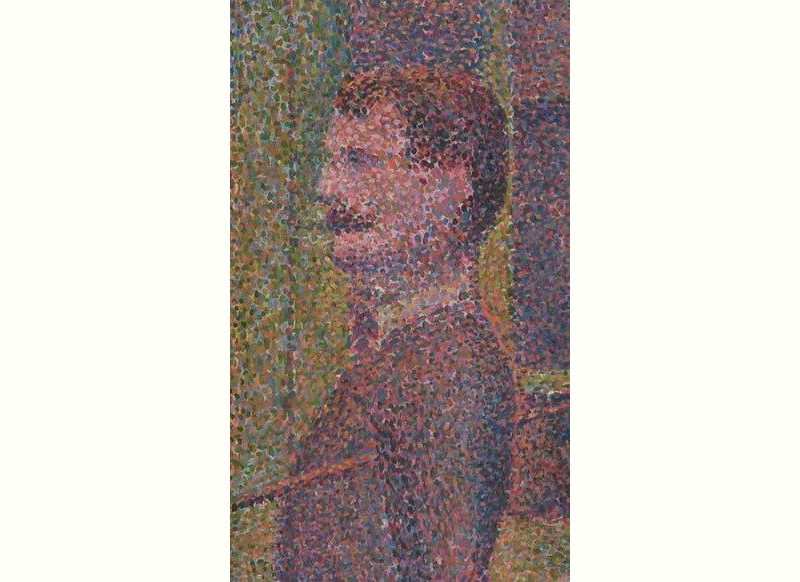 Parade de Cirque, Georges Seurat, 1889, up-close look at pointillism