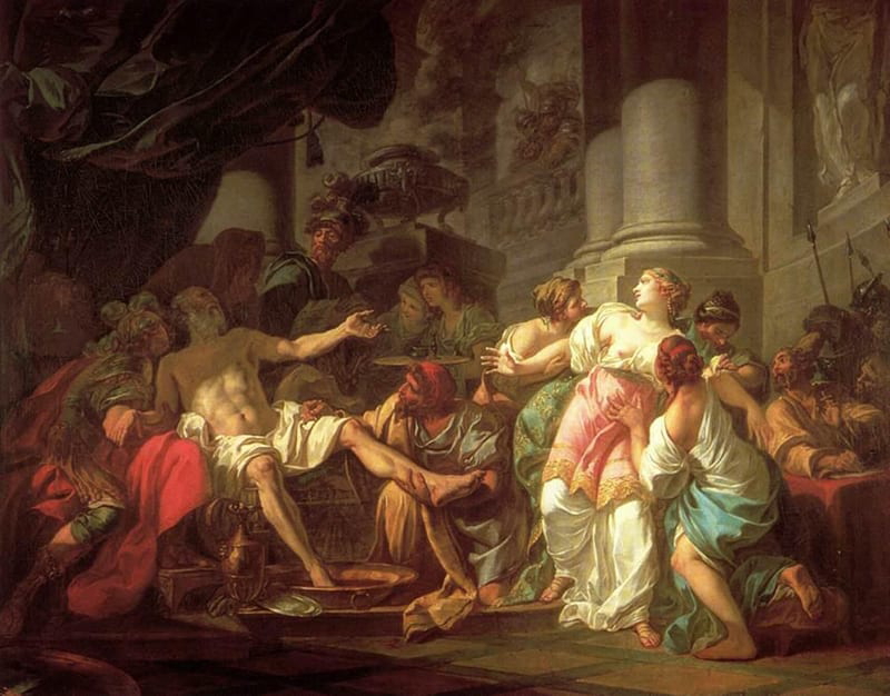 One of the paintings that failed to win the Prix de Rome. The Death of Seneca, David, 1773, via Web Gallery of Art