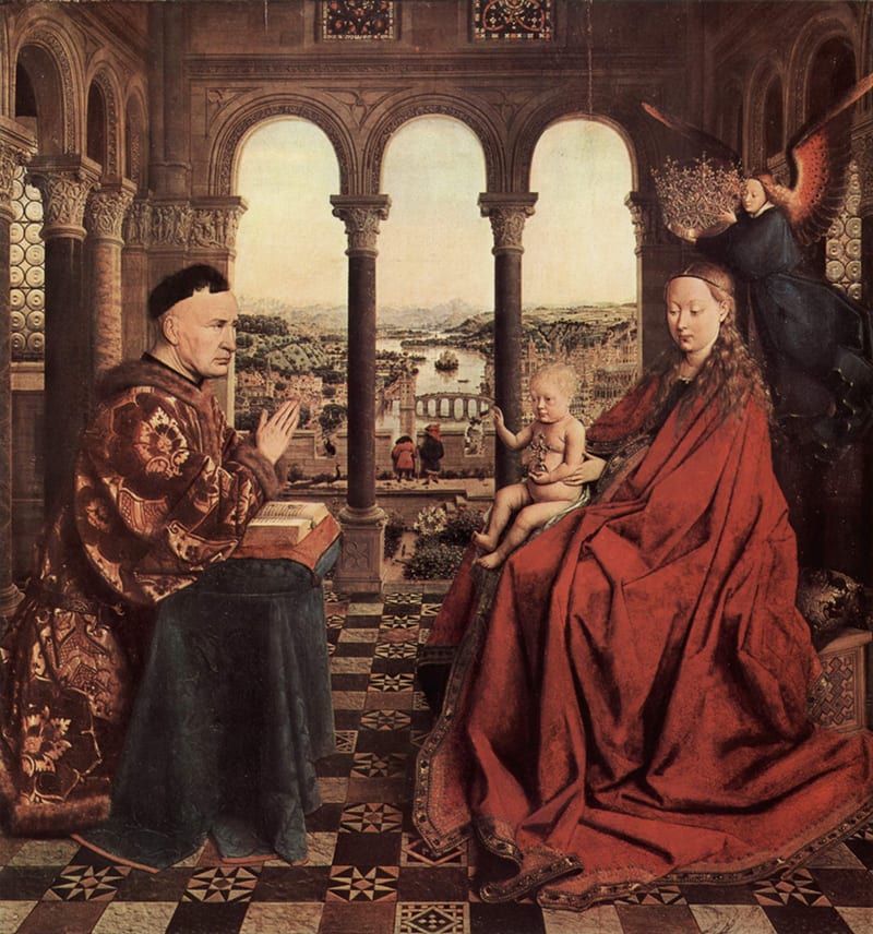 The Rolin Madonna (La Vierge au Chancelier Rolin), 1435 - Jan van Eyck The Rolin Madonna, van Eyck, 1435, via Wikiart