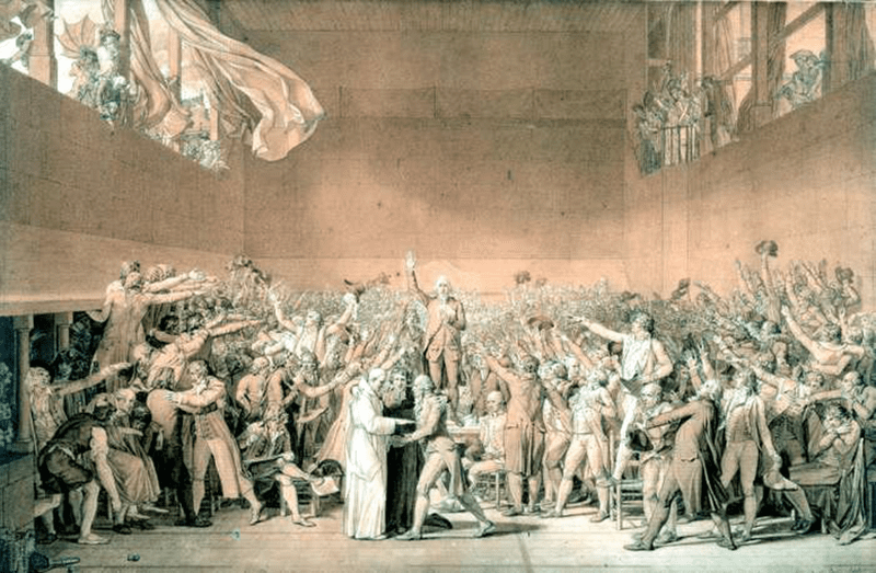 A sketch for The Tennis Court Oath, David, 1791, via Art Media/Heritage Images