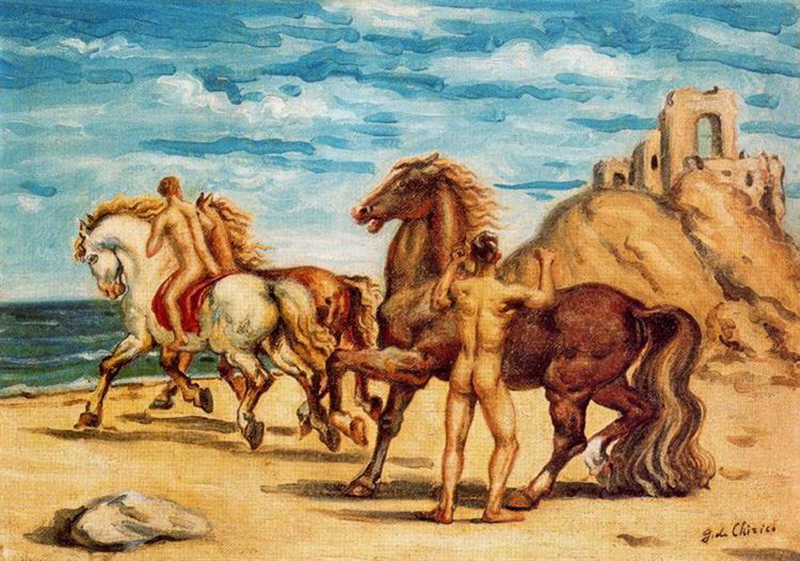 Horses With Riders, Giorgio de Chirico, 1934, WikiArt