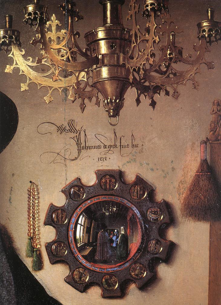 Detail from The Arnolfini Wedding, van Eyck, 1434, via Pinterest