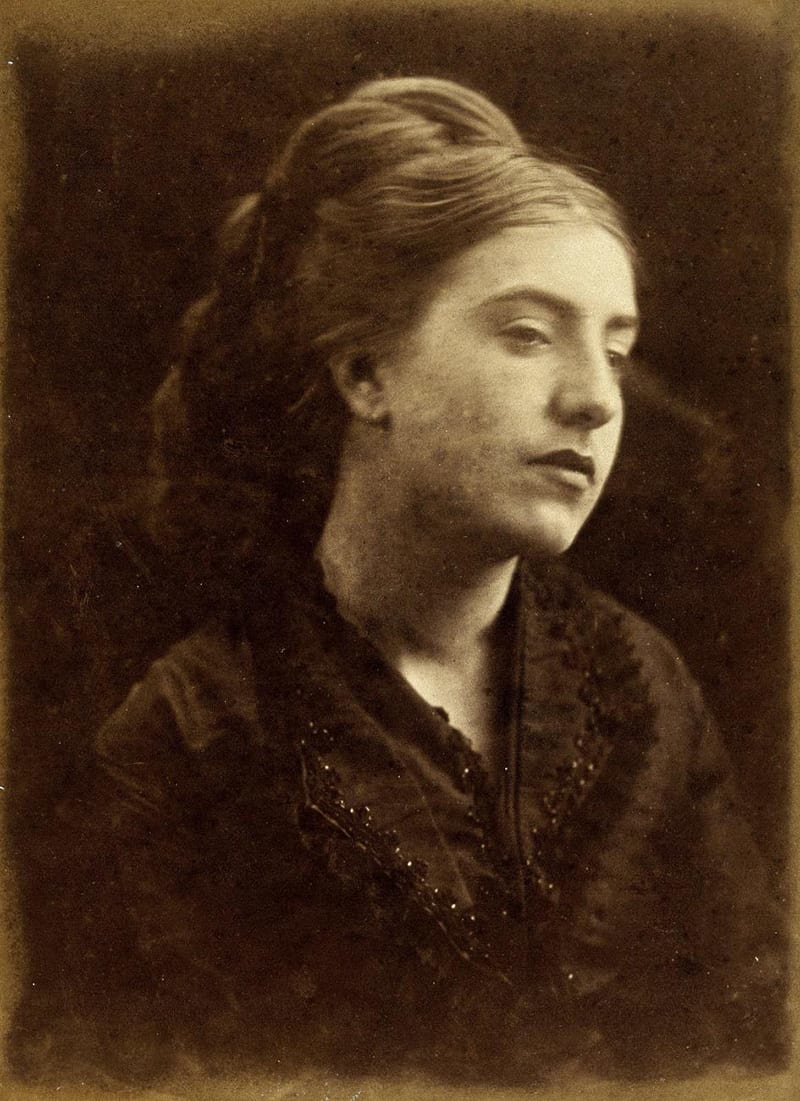 A young woman in mourning dress. 