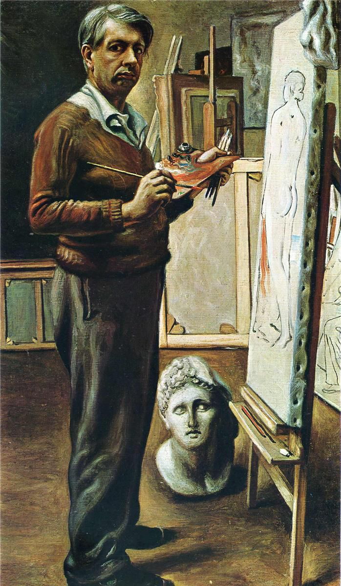 Self Portrait in the Studio, Giorgio de Chirico, 1935, WikiArt