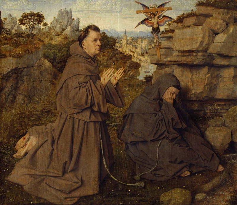 St. Francis receiving the Stigmata, van Eyck, 1427, via Wikiart
