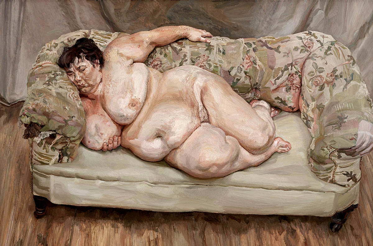 painting of a woman on a couch