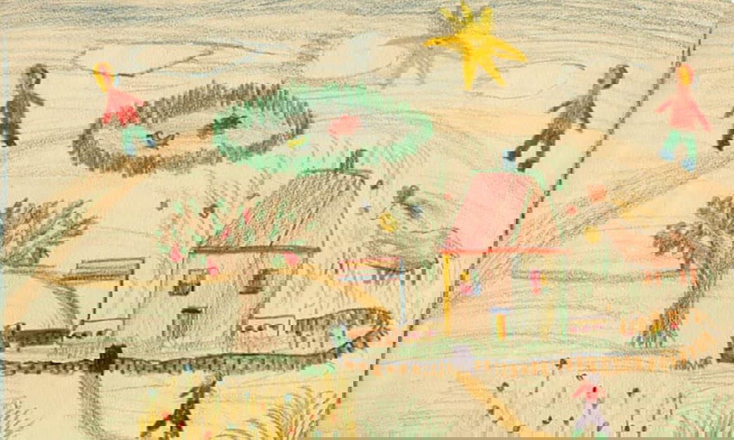 childrens drawing of a landscape with house