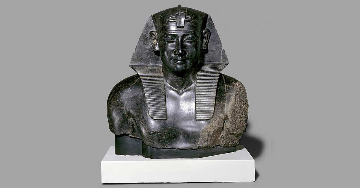 stone bust of pharaoh ptolemy