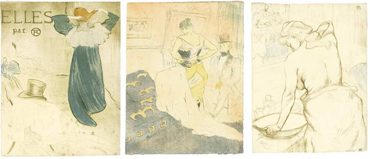 Elles, by Henri de Toulouse-Lautrec, litographs, 1896, via Chrsitie’s