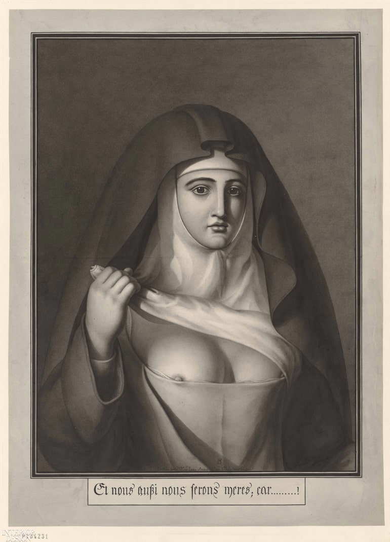 portrait of a nun revealing her nipple