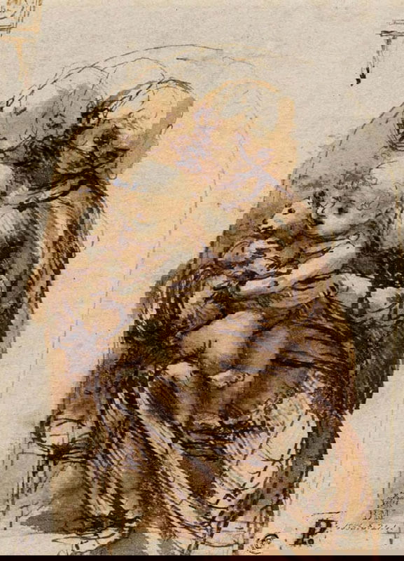Componimento inculto technique of studies by Leonardo, intuitive composition