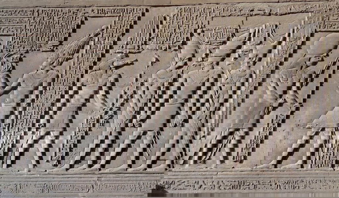 relief of Ptolemy VIII worshipping deities 