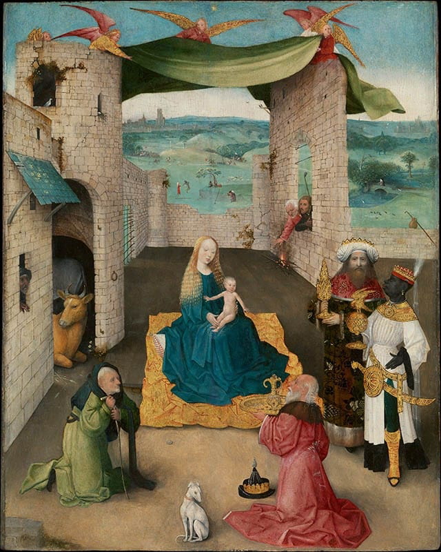 The Adoration of the Magi, Hieronymus Bosch, c.1475, via The Met (One of the paintings thought to have been acquired by Philip II of Spain) 