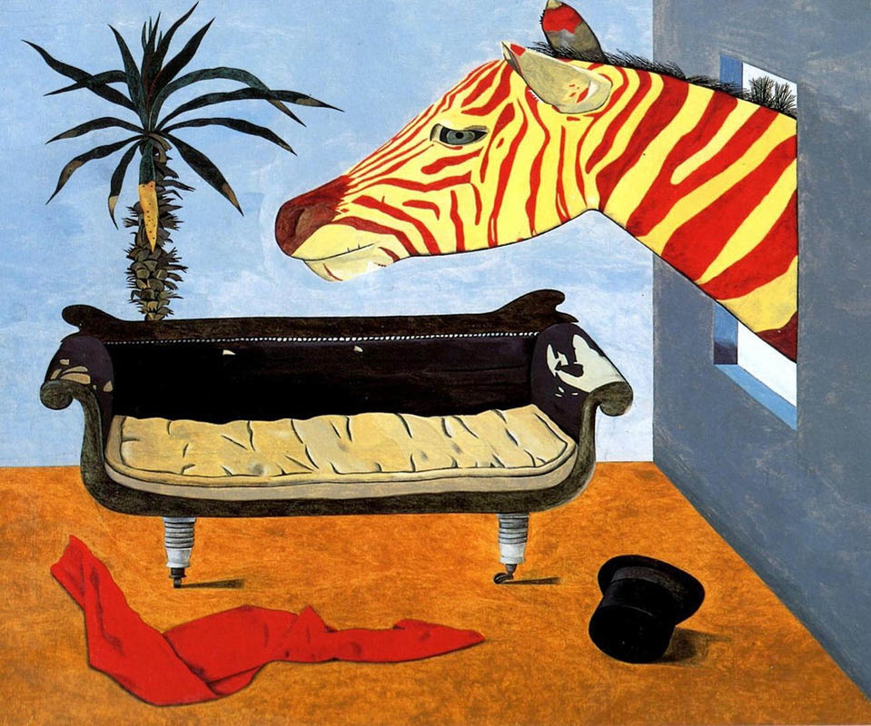 painting of an animal entering a window