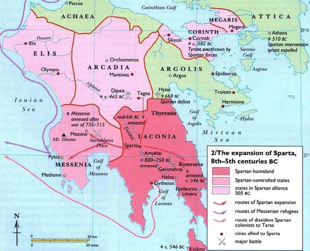Map of the ancient Peloponnese
