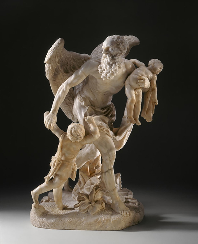 marble statue of cronus carrying infants