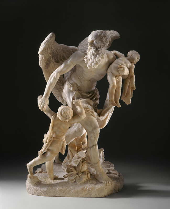 marble statue of cronus carrying infants