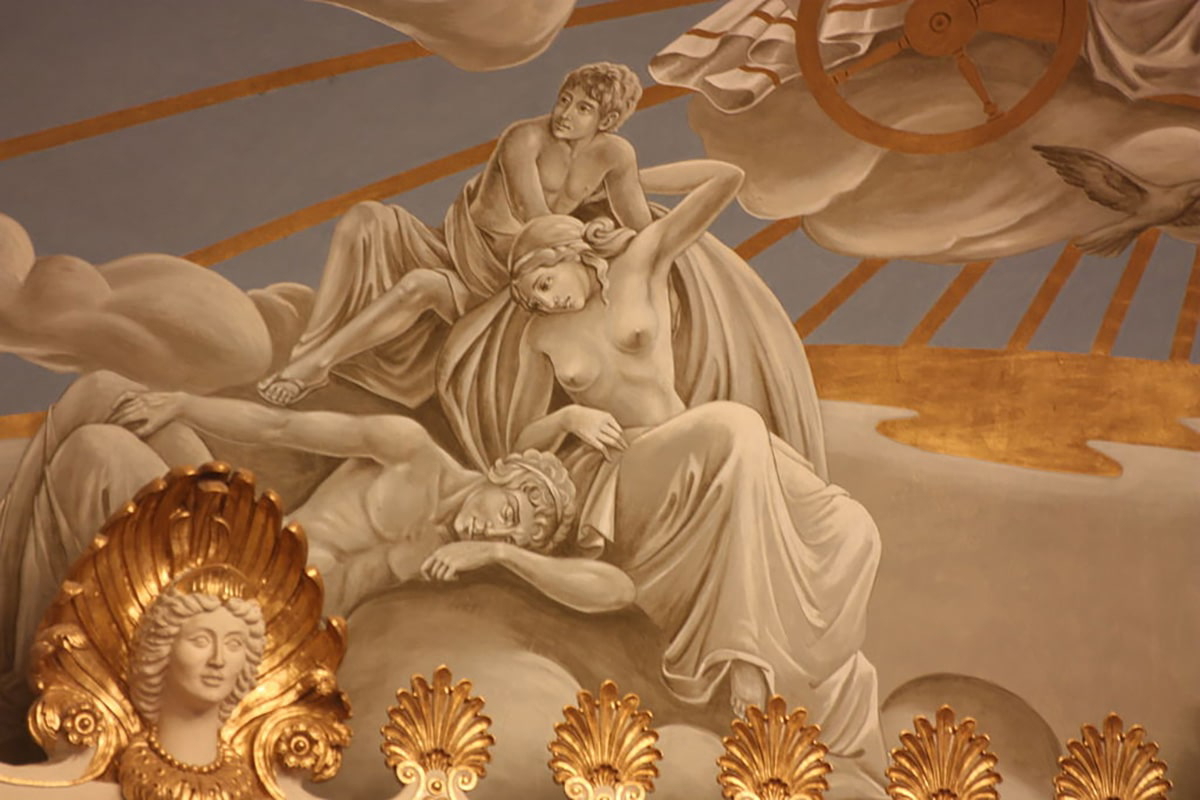 painting of helios, selene, and eos