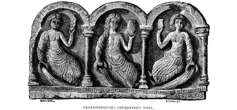 Bas-relief of triple Coventina, via Wikimedia