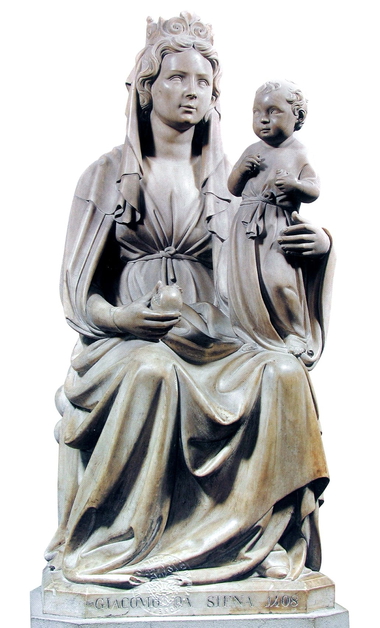 marble sculpture of madonna and child