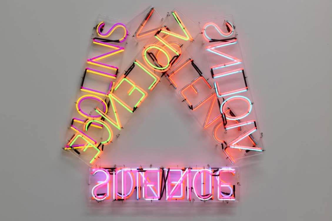 bruce nauman violin triangle neon