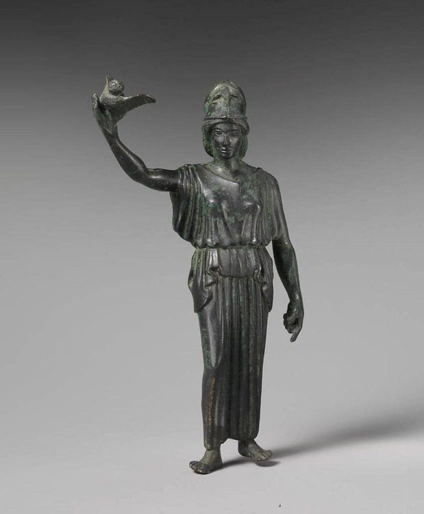 Bronze statuette of Athena flying her owl