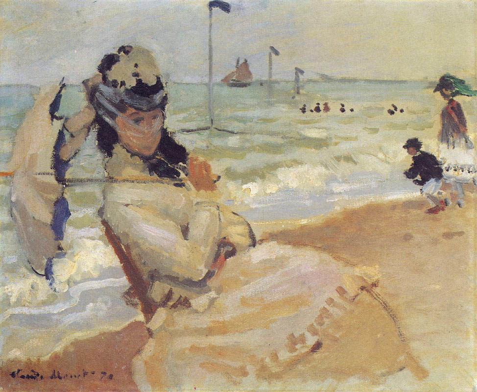 Camille on the Beach at Trouville, Claude Monet