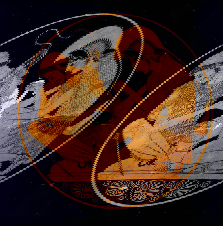 Achilles bandaging Patroclus’ wounds