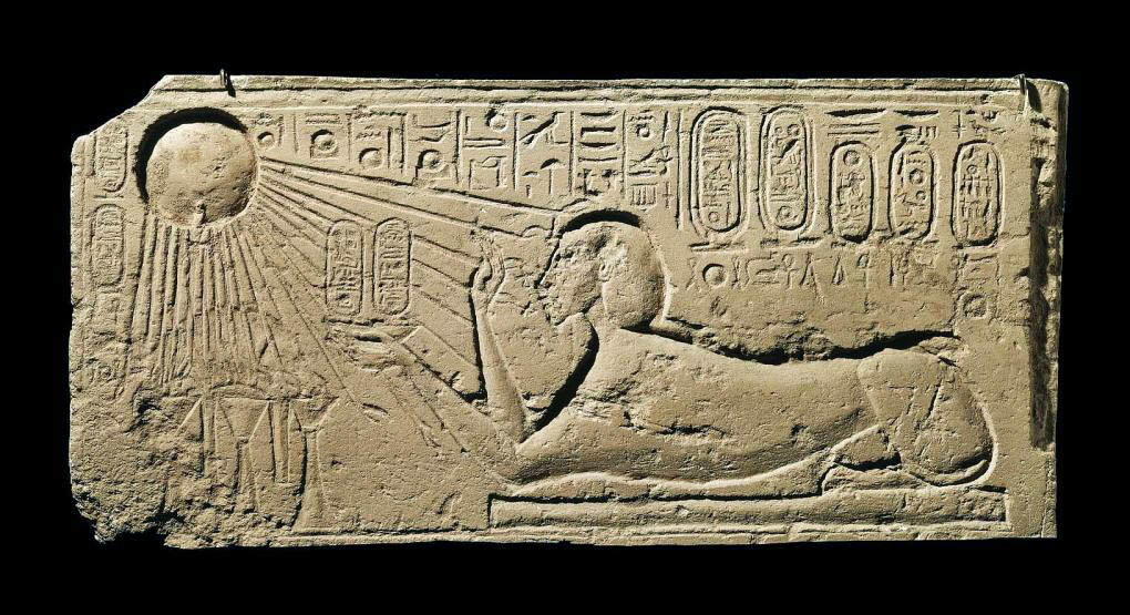 Relief of Akhenaten as a sphinx, Egyptian, New Kingdom, Dynasty 18, reign of Akhenaten, 1349–1336 B.C., MFA, Boston
