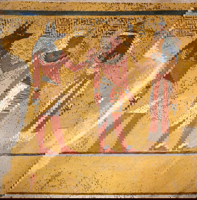 South Wall in the Burial Chamber of Tutankhamun, from "See Stunning Photos of King Tut’s Tomb After a Major Restoration”, History.com 