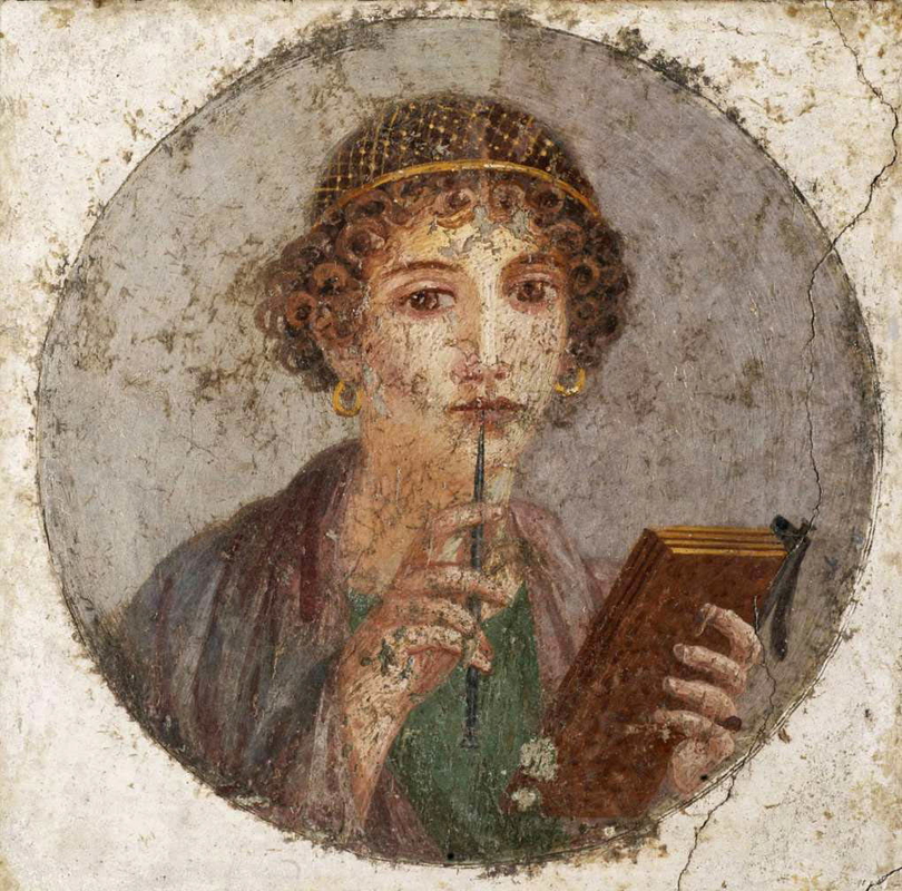 Fresco Portrait of Sappho, Pompeian style, circa 55-79 AD, via National Archaeological Museum of Naples