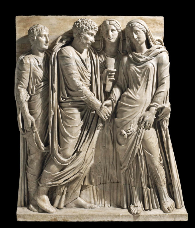 Roman sarcophagus relief wedding ceremony