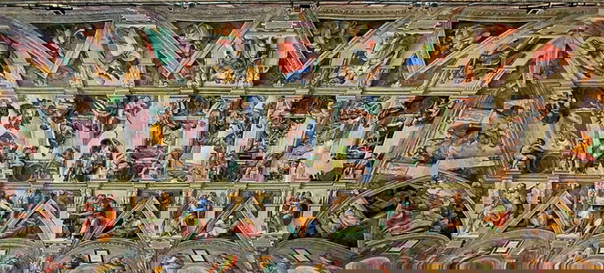 Ceiling view, The Sistine Chapel, Michelangelo 