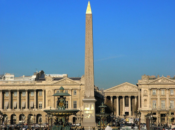 Photo of Fountain and Luxor Obelisk, taken from Luxor and placed in Place de la Concorde, Paris by King Louis-Phillipe on 25 October 1836