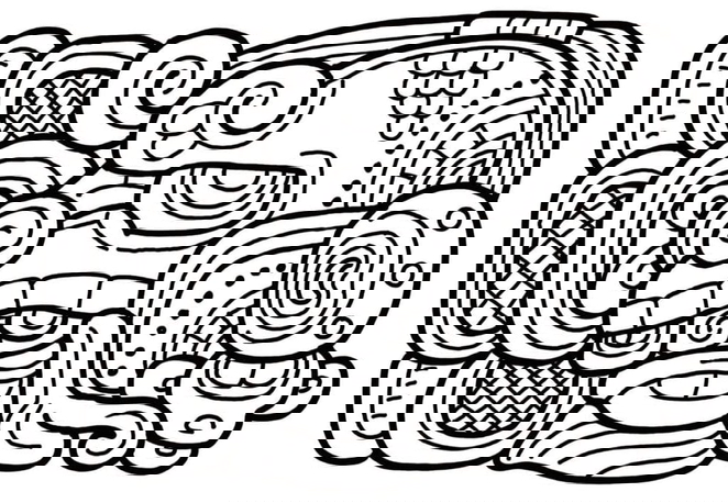 Ornate spelling of the word mih, “nothing, zero” from Stela 63, Copán, © David Stuart
