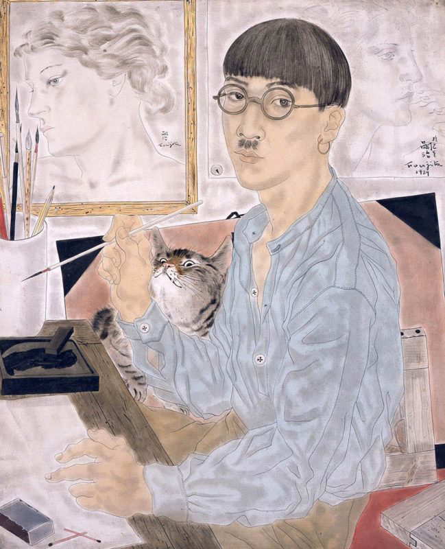 tsuguharu fujita self portrait cat