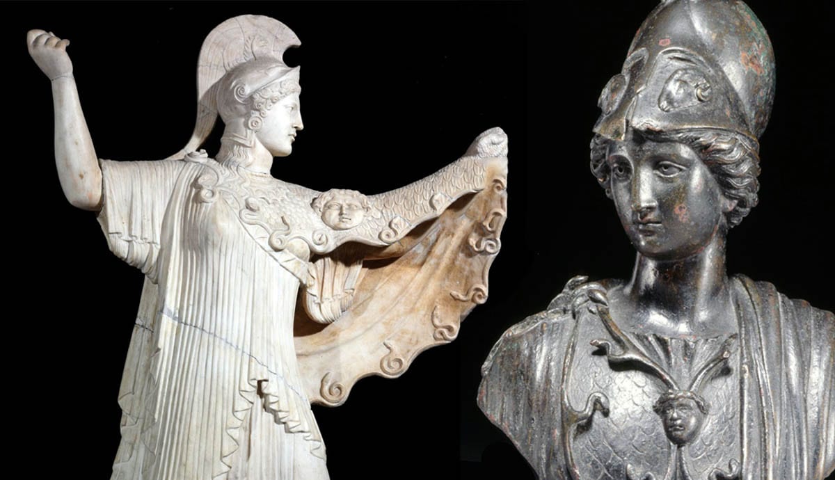 athena promachus and bronze bust minerva