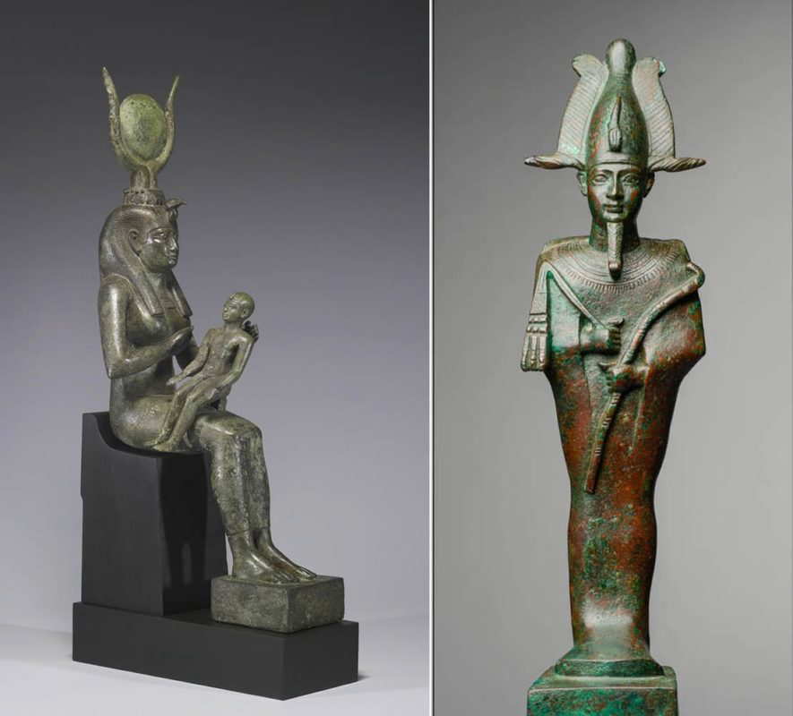 egyptian bronze isis and horus