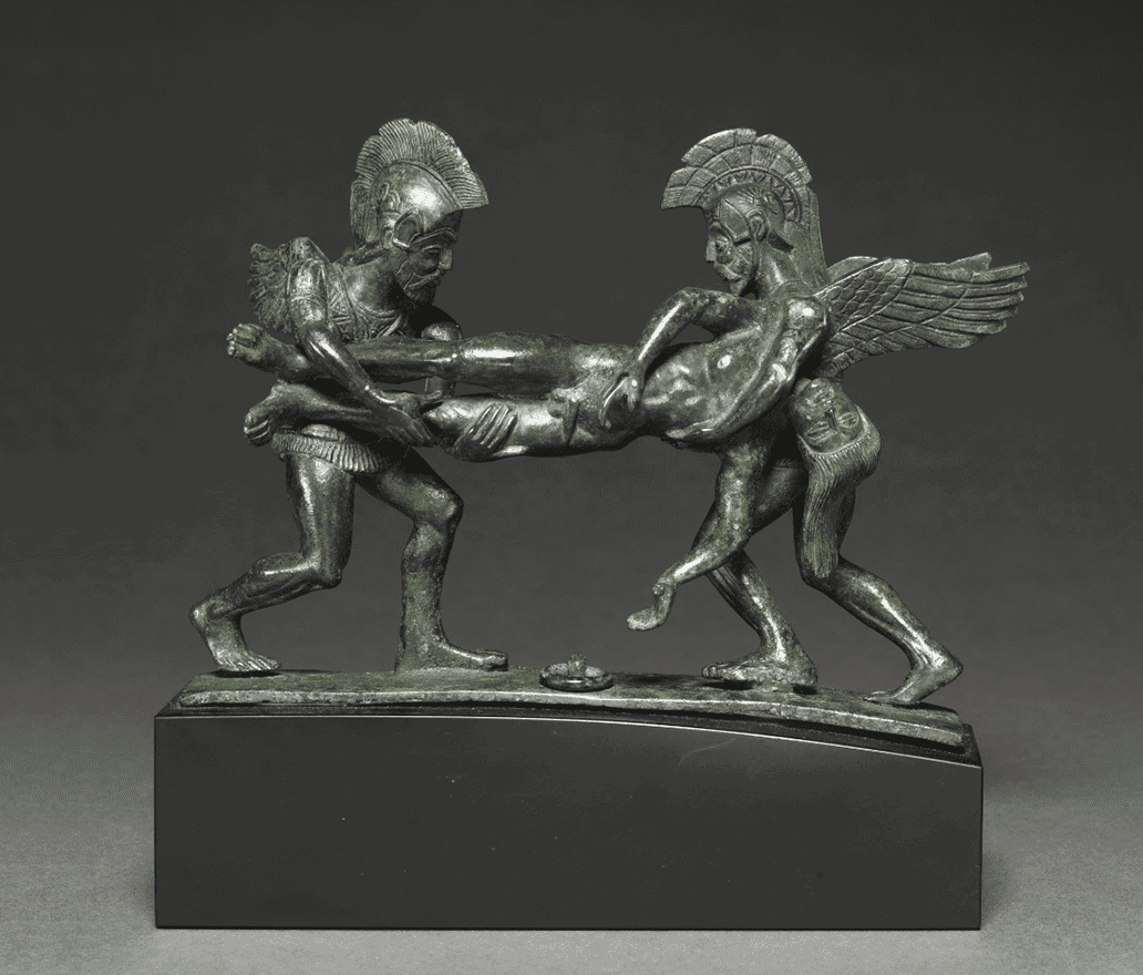 etruscan cista handle sarpedon
