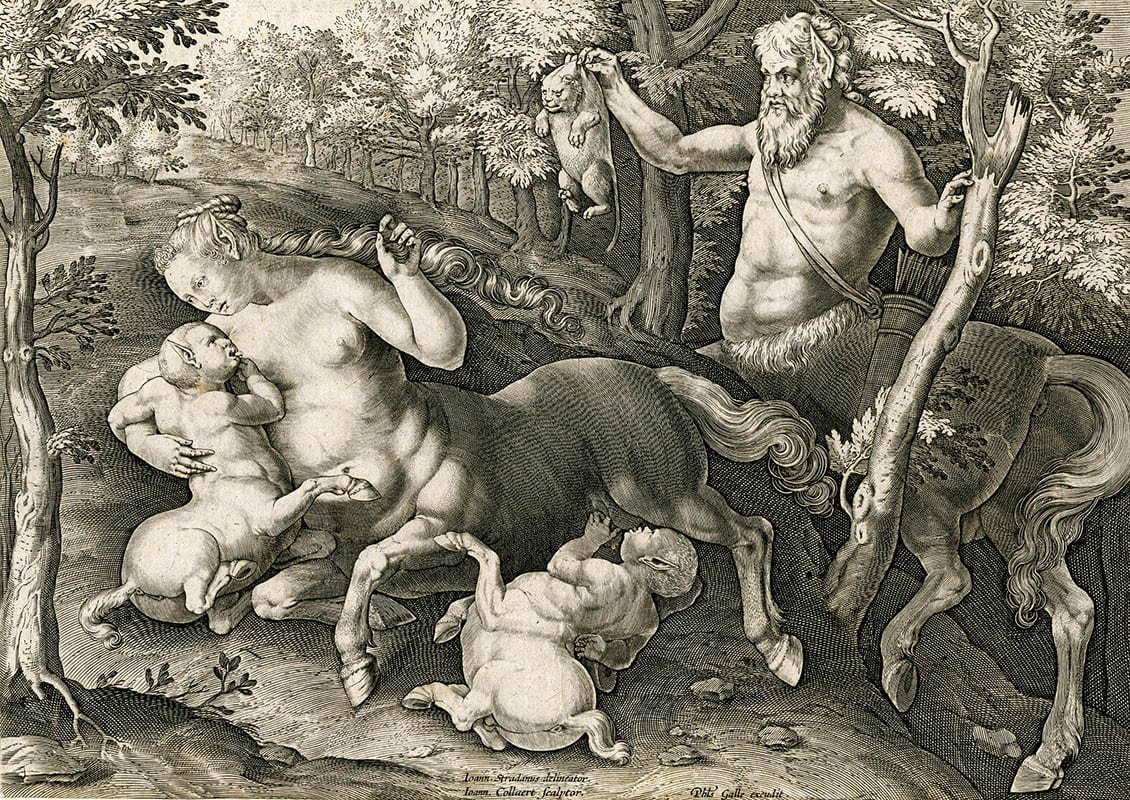 centaur family engraving jan collaert