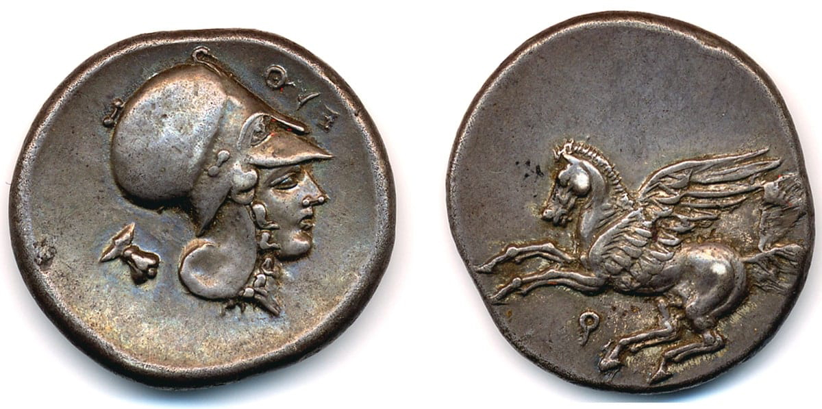 athena pegasus corinth coin